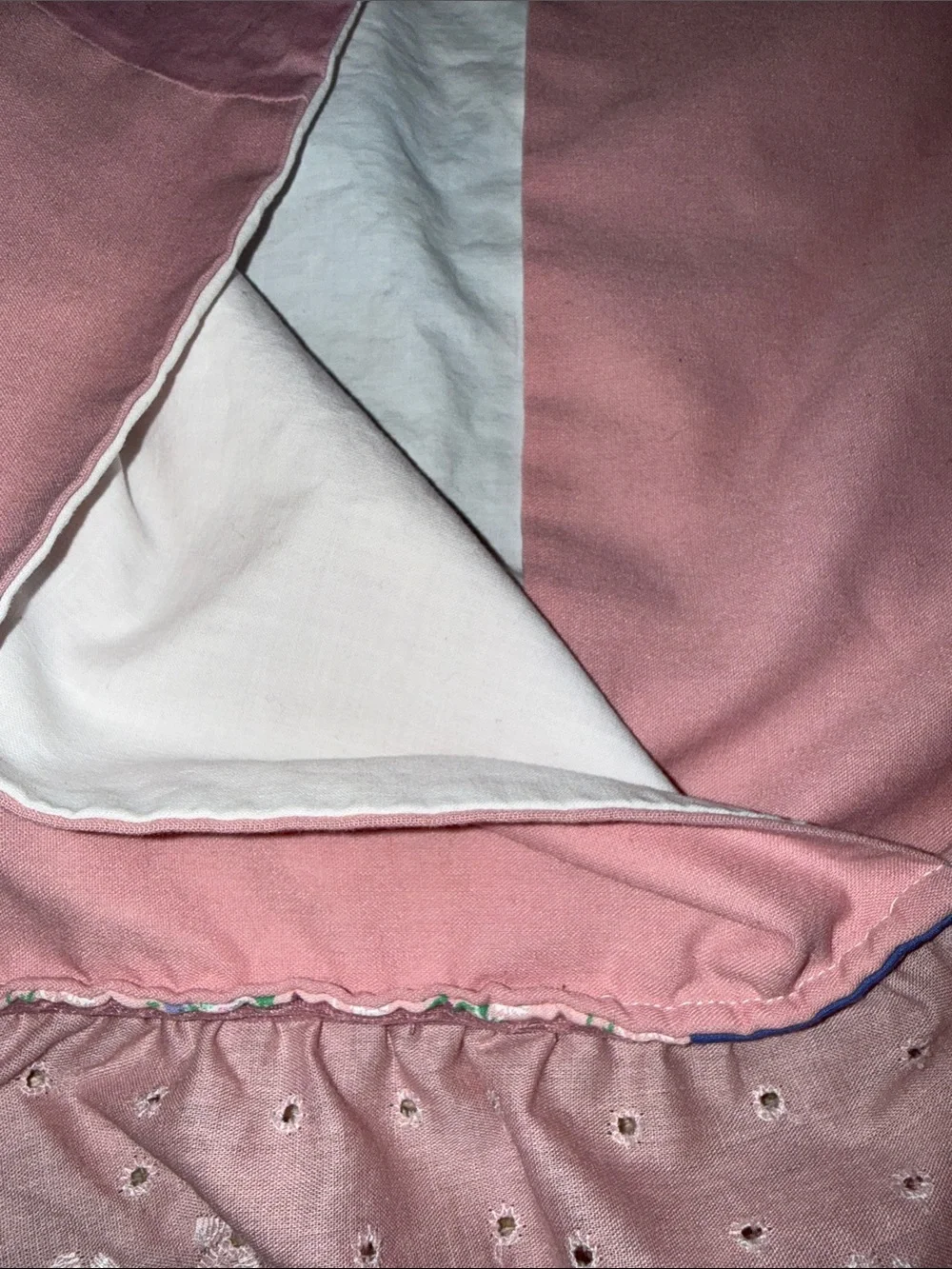 Handmade Pink Patchwork Quilted Pillowcase with Floral Accents